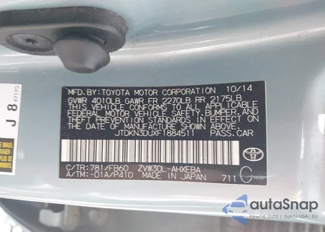 2015 Toyota Prius Two from USA, damaged, VIN JTDKN3DUXF1884511